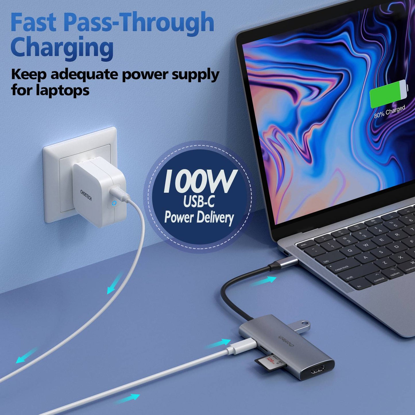 CHOETECH HUB-M19 7-in-1 USB-C to HD + 3 USB3.0 + Type-C + TF / SD Slot Adapter USB Hub for Laptop Tablet Phone
