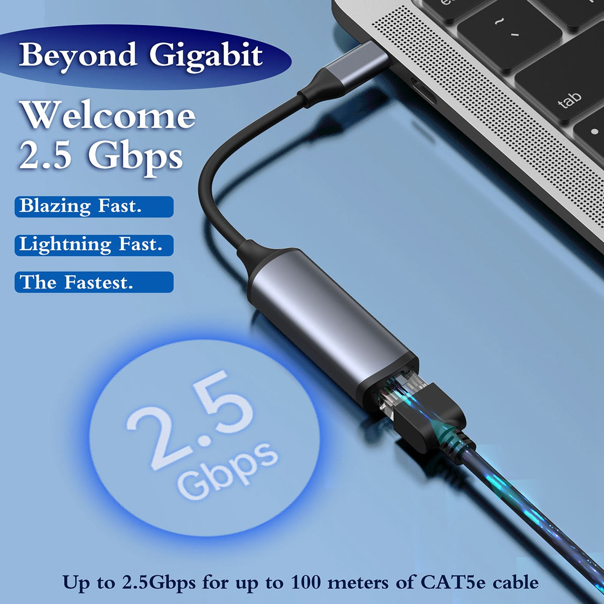 Choetech HUB-R02 USB-C to RJ45 2.5Gbps Ethernet Adapter Cord Network Cable Connector