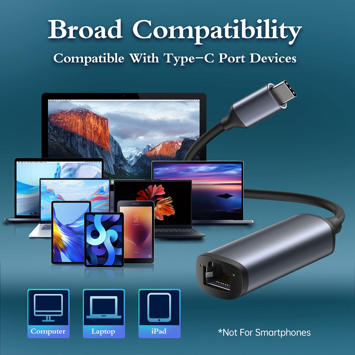 Choetech HUB-R02 USB-C to RJ45 2.5Gbps Ethernet Adapter Cord Network Cable Connector