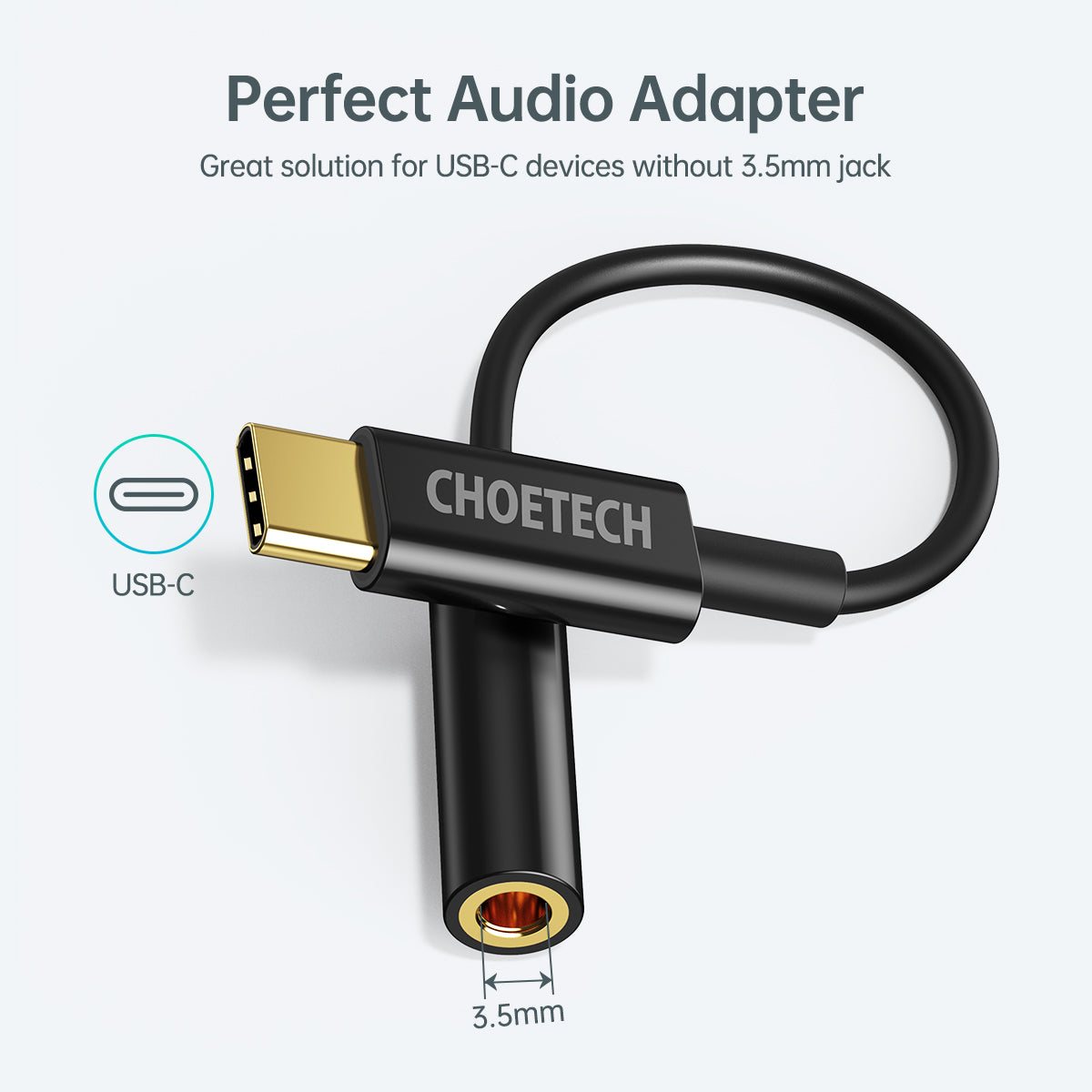 Choetech AUX003 USB-C to DC 3.5mm Female Headphone Jack Adapter Aux Audio Cable