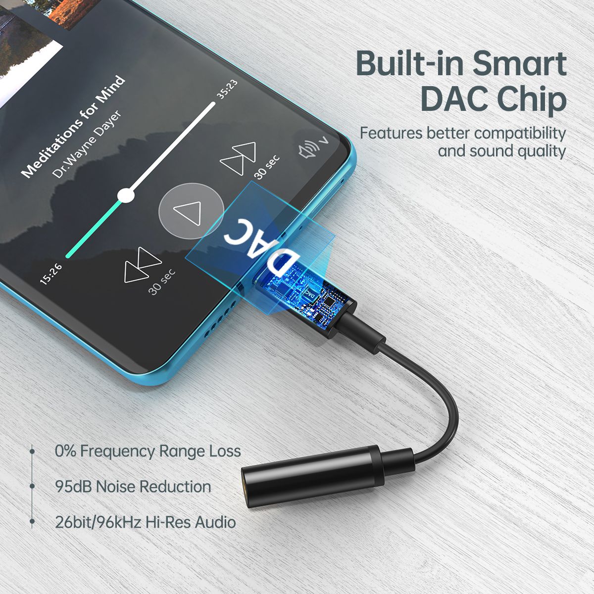 Choetech AUX003 USB-C to DC 3.5mm Female Headphone Jack Adapter Aux Audio Cable