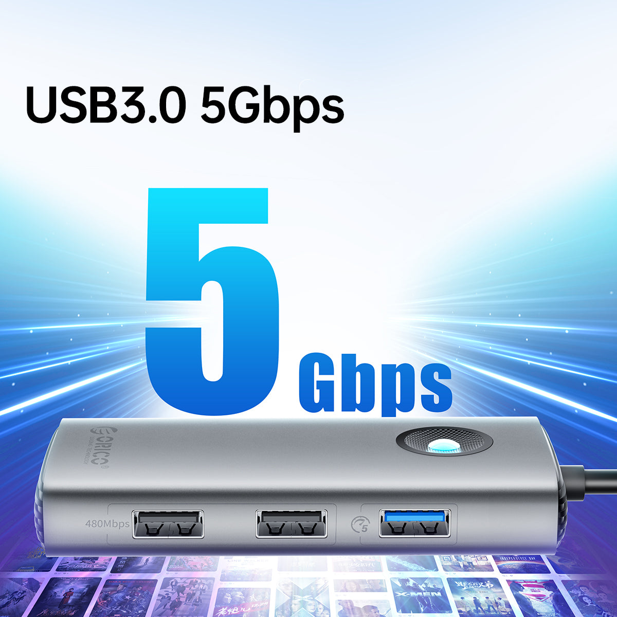 Uniqkart PW11-5P 5 in 1 Docking Station 4K Video PD 60W Charging Multifunctional Type-C Hub - Silver