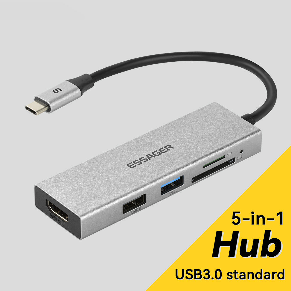 Essager 5-in-1 Aluminum Alloy USB-C Hub HDMI + USB3.0 + USB2.0 + TF / SD Slot Splitter Adapter