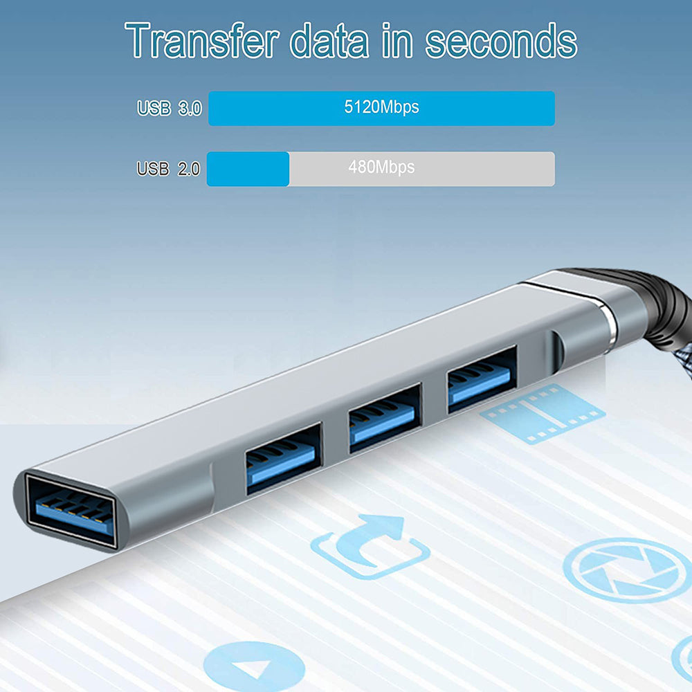 4-in-1 USB to USB2.0x3 + USB3.0 USB Hub Aluminum Alloy Laptop Computer Adapter