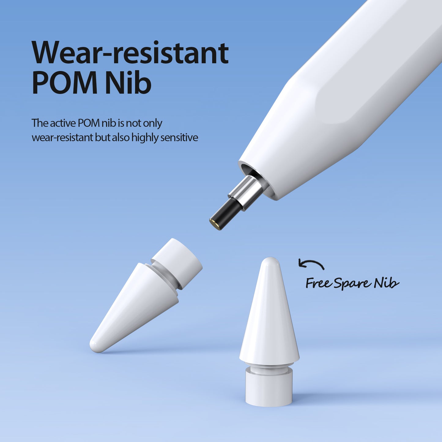 Uniqkart Stylus Pen for iPad Tablets Pen Capacitive Screen Writing Stylus Pencil with Power Display - White