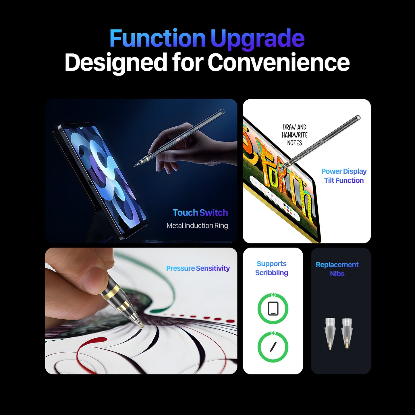Magnetic Charging Stylus Pen for iPad High Precision Capacitive Universal Digital Active Pencil - Transparent