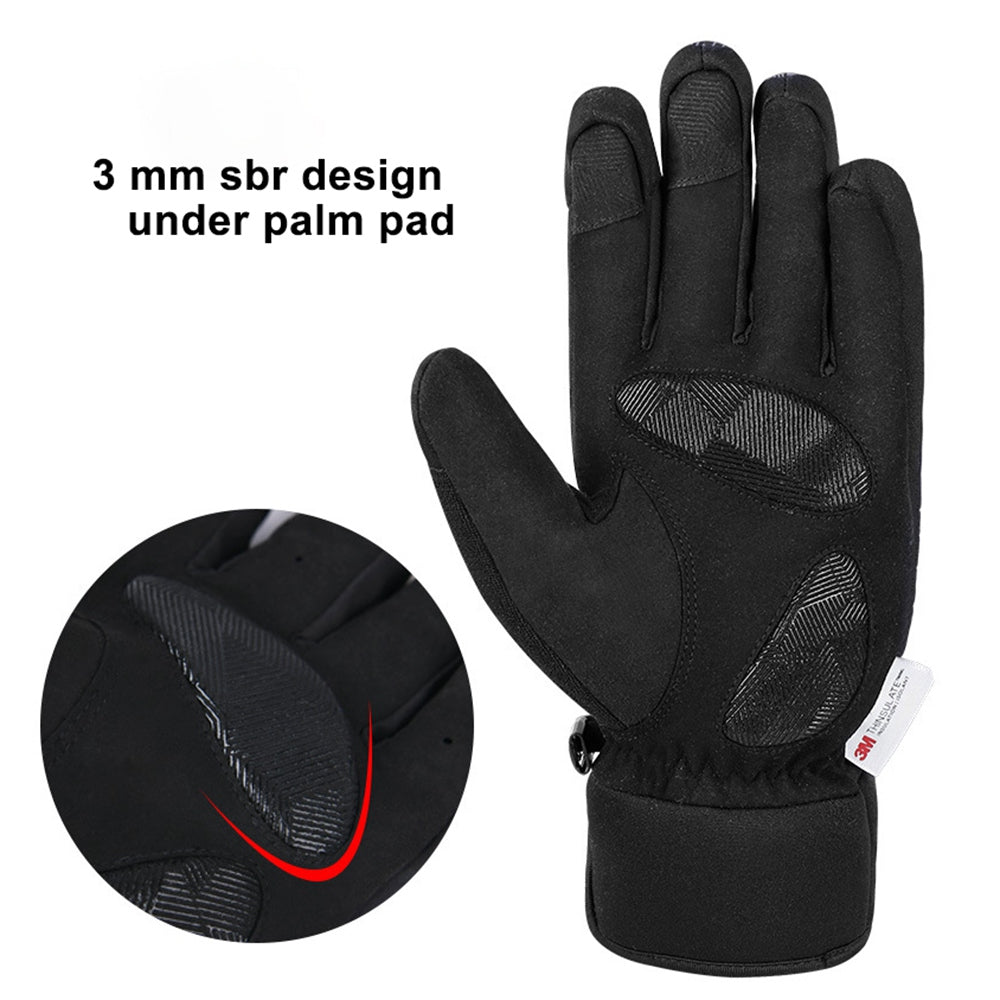 Flyingtern 1 Pair Autumn Winter Waterproof Windproof Cycling Gloves Outdoor Touch Screen Full Finger Warm Gloves - Black / Grey XL