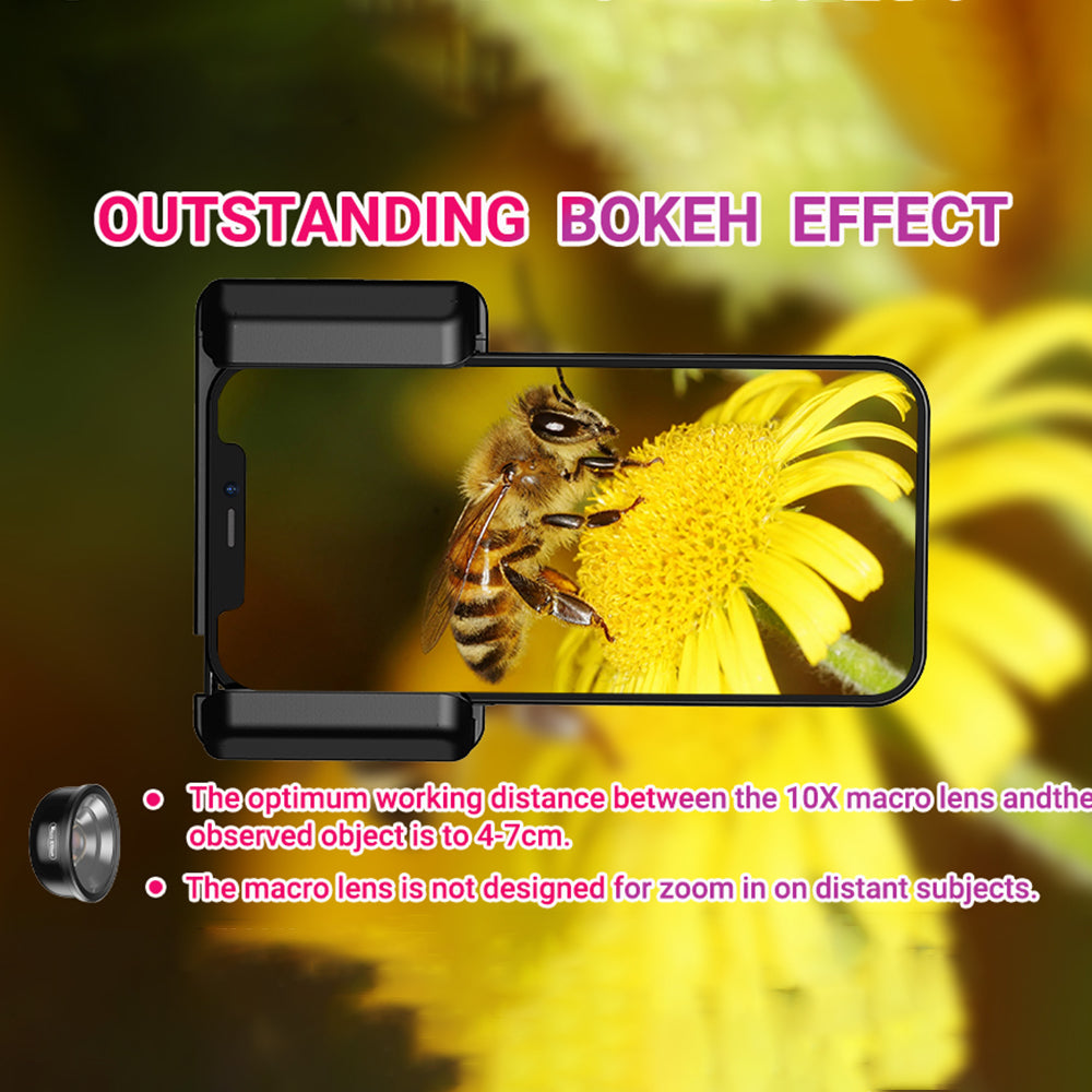 Apexel APL-HB100CPL Macro Lens Kit for Phone, 10X Macro Lens + CPL Filter Phone Lens Attachment