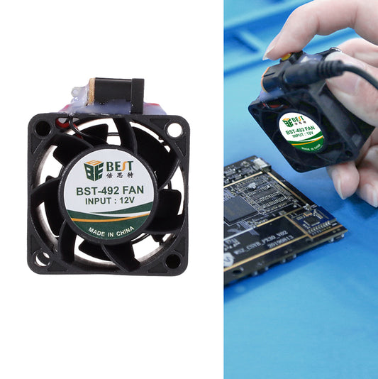 Uniqkart BST-492 Fan 12V Mini Flow Cooling Fan for CUP Chip Circuit Board Glass Glue - US Plug