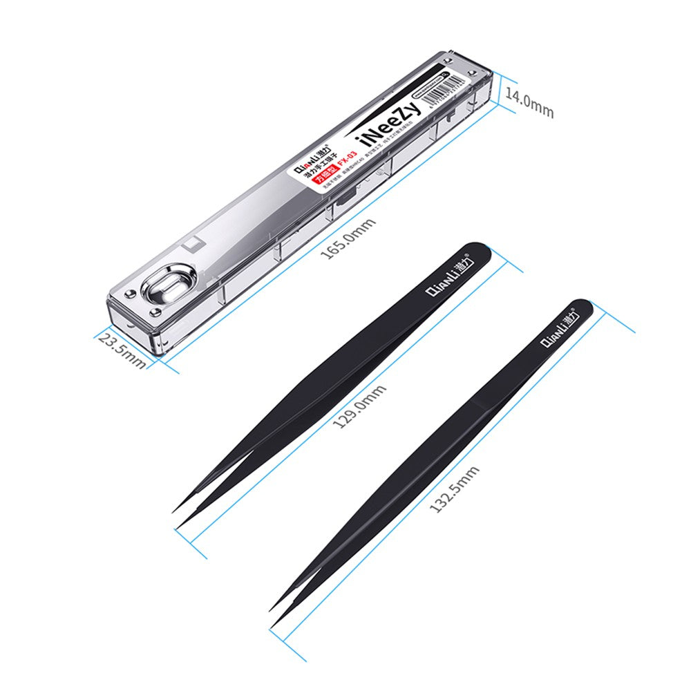 Uniqkart INEEZY FX-03 0.15mm Fine Type Hand-polished Non-magnetic Precision Stainless Steel Tweezers for Jump Wire
