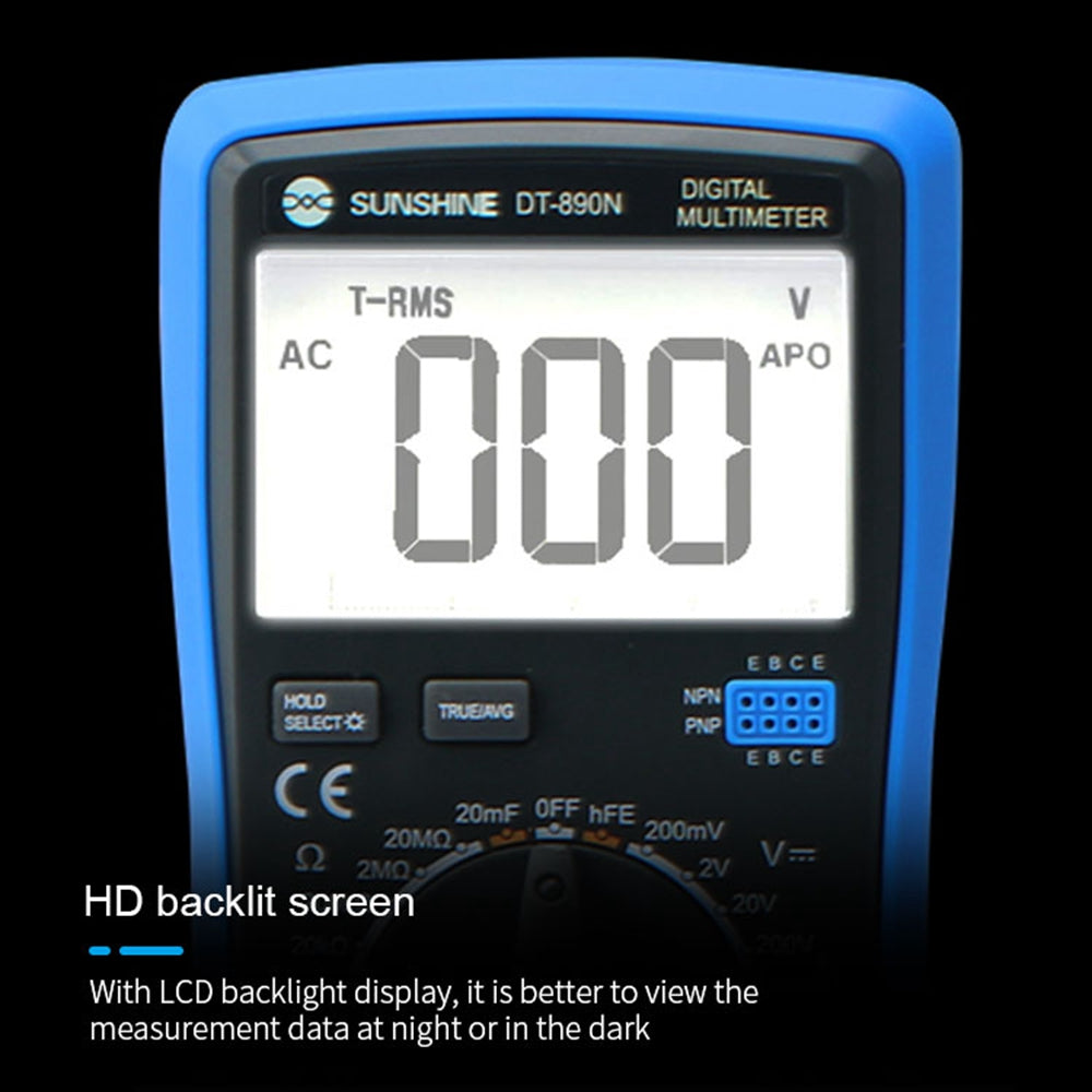 Uniqkart DT-890N High Precision Digital Multimeter Overload Protection LCD Display Instrument Tester for Repair Tools
