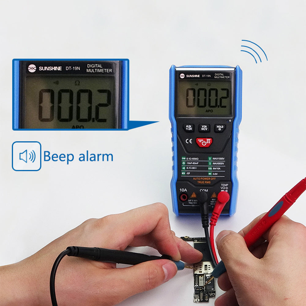 Uniqkart DT-19N Mini Multimeter Fireproof ABS Pocket Size Instrument Tester with LCD Display for Repair Tools