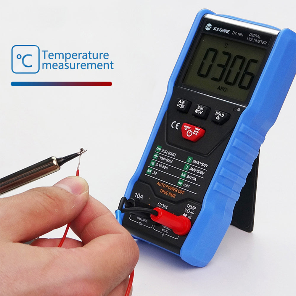 Uniqkart DT-19N Mini Multimeter Fireproof ABS Pocket Size Instrument Tester with LCD Display for Repair Tools