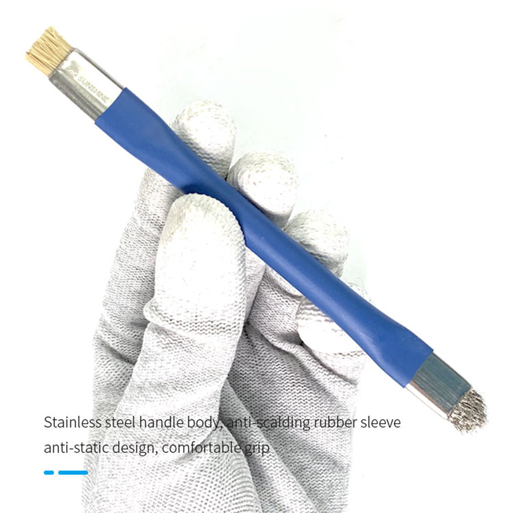 Uniqkart SS-022B Double Head Brush Anti-Static Motherboard PCB Cleaning Brush Mobile Phone Repair Tool