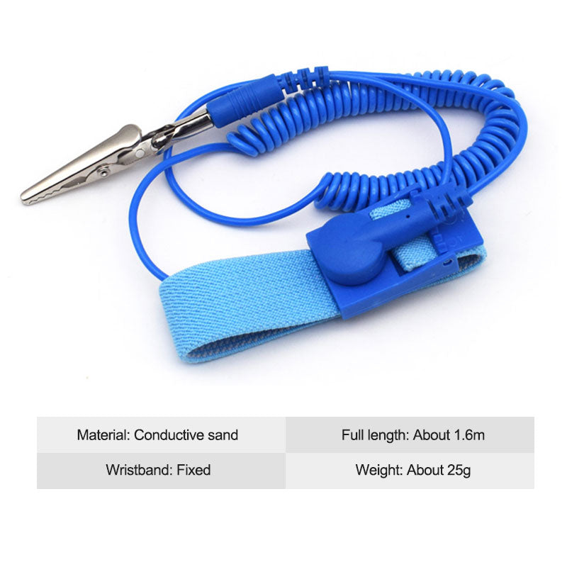 Uniqkart 1.6m Wired Adjustable Anti-Static Bracelet Stretchable Wrist Band with Ground Wire for Electronics Repair