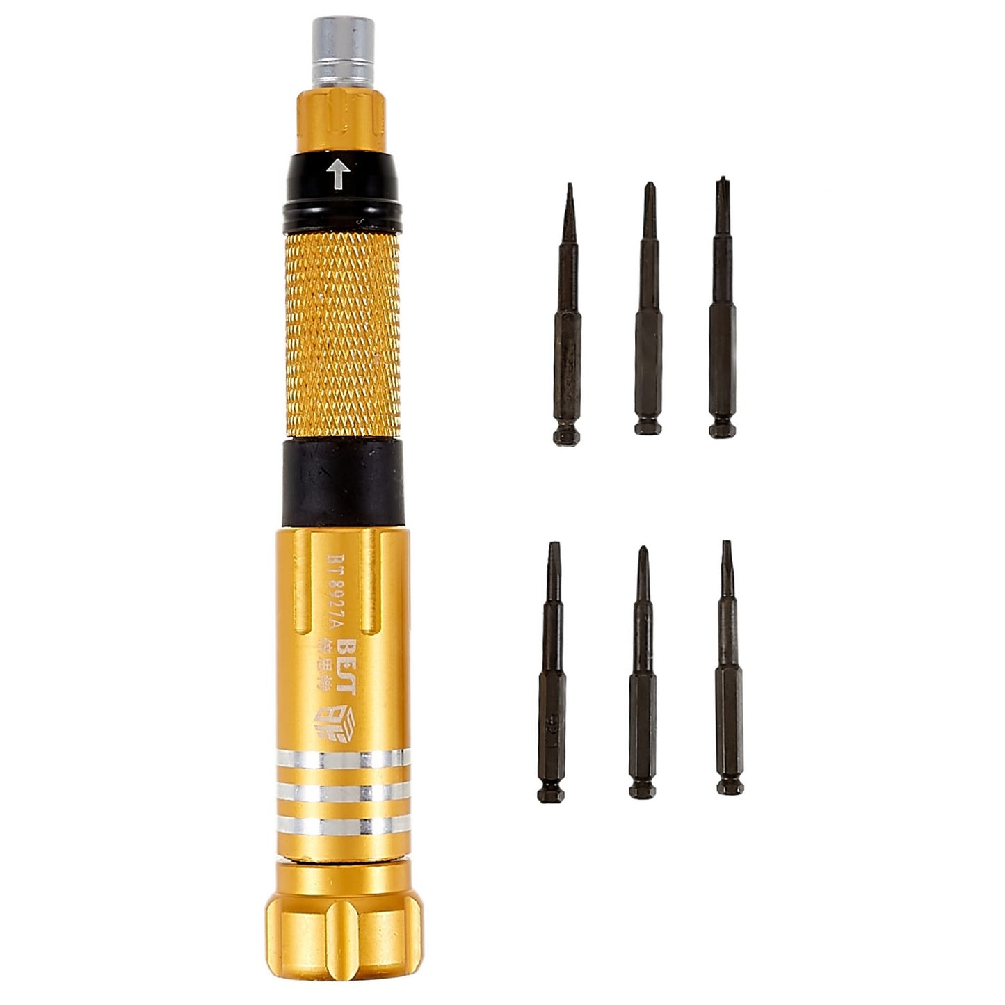 Uniqkart BST-8927 6 in 1 Screwdriver Set Handheld Anti-slip Screwdriver Repair Tool Kit with Bits