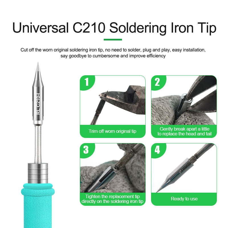 Relife RL-C210 Series Soldering Iron Tips Welding Head Replacement - RL-C210-K