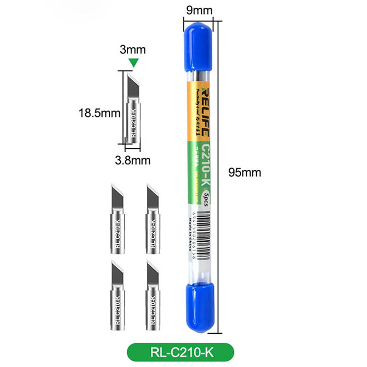 Relife RL-C210 Series Soldering Iron Tips Welding Head Replacement - RL-C210-K