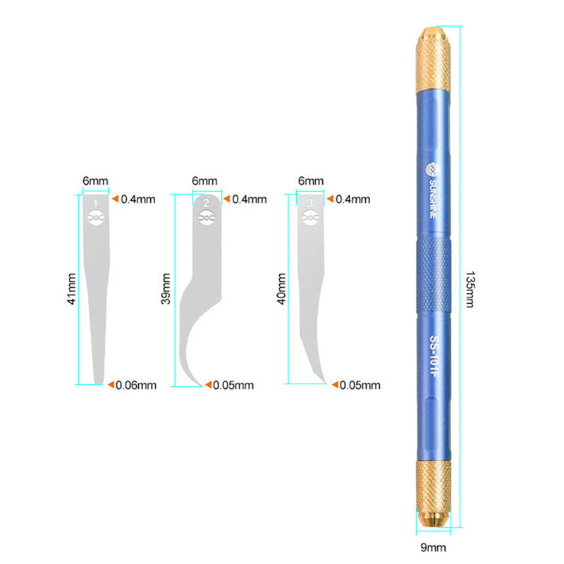 Uniqkart SS-101F Chip Repair Advanced Blade Set Non-slip Handle Glue Removal Tool for Mobile Phones