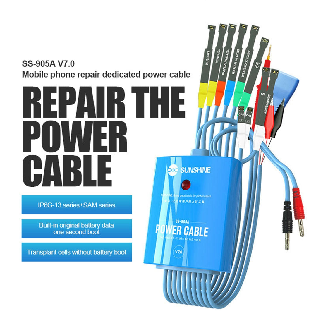 Uniqkart SS-905A V7.0 Dedicated Power Cable for iPhone 6-13 Series + SAM Series, Mobile Phone Repair Power Cord