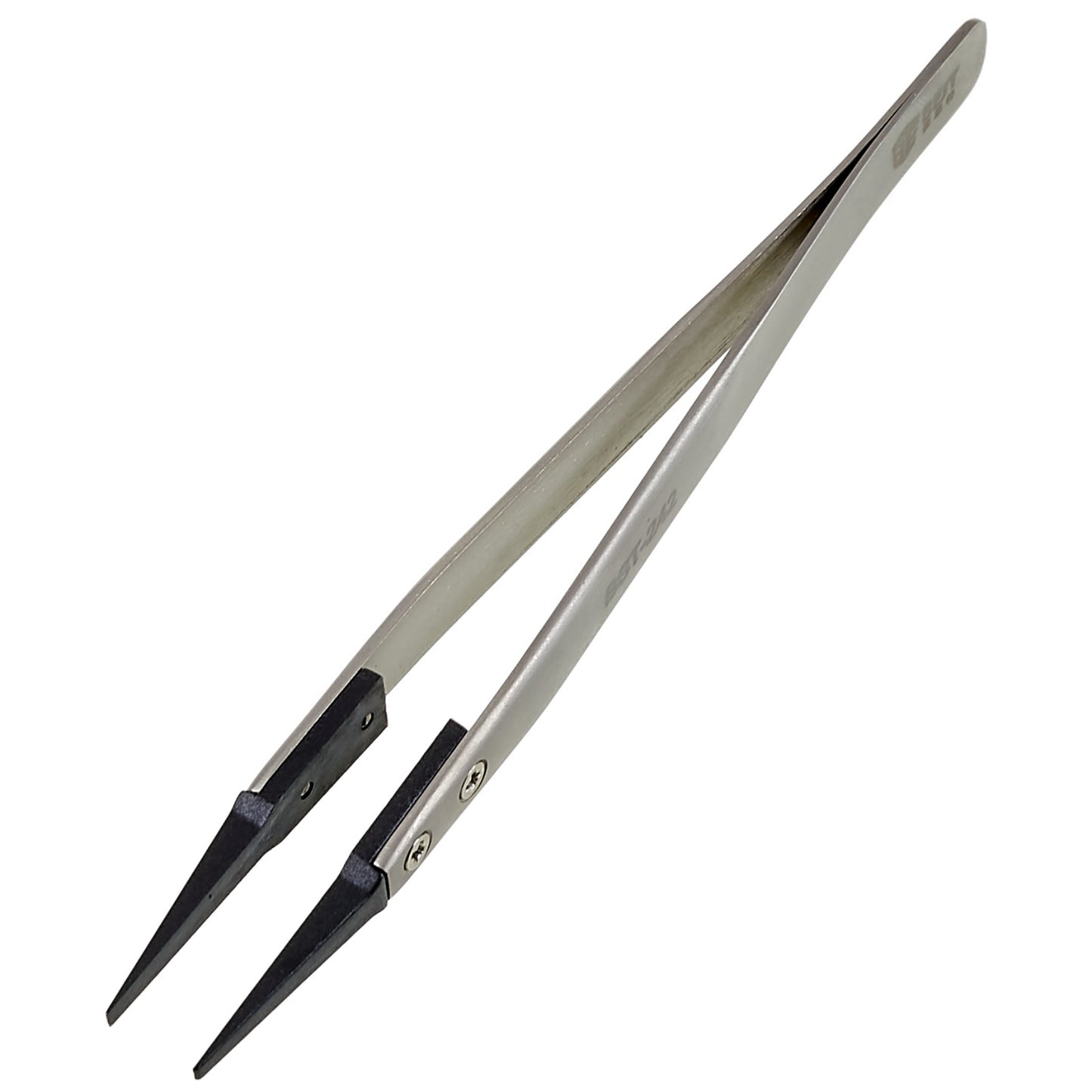 Uniqkart BST-242 Stainless Steel Handle Anti-Static PPS Tweezers Mobile Phone Tablet Repairing Tool