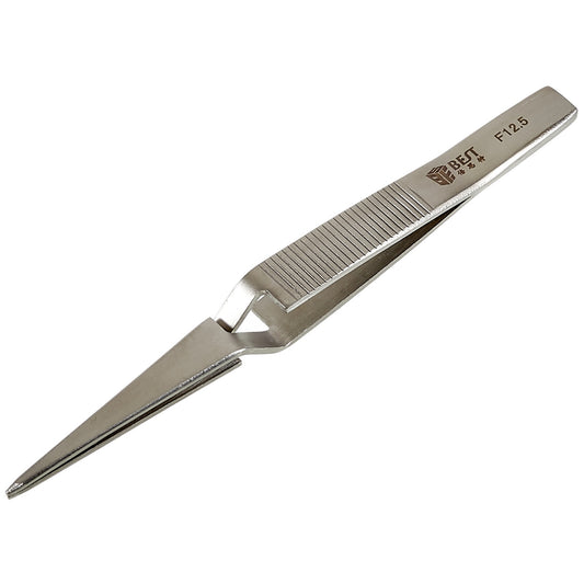 Uniqkart BST-F12.5 Anti-Slip Self Closing Tweezers Cross Lock Soldering Tweezers for Mobile Phone Tablets Maintenance