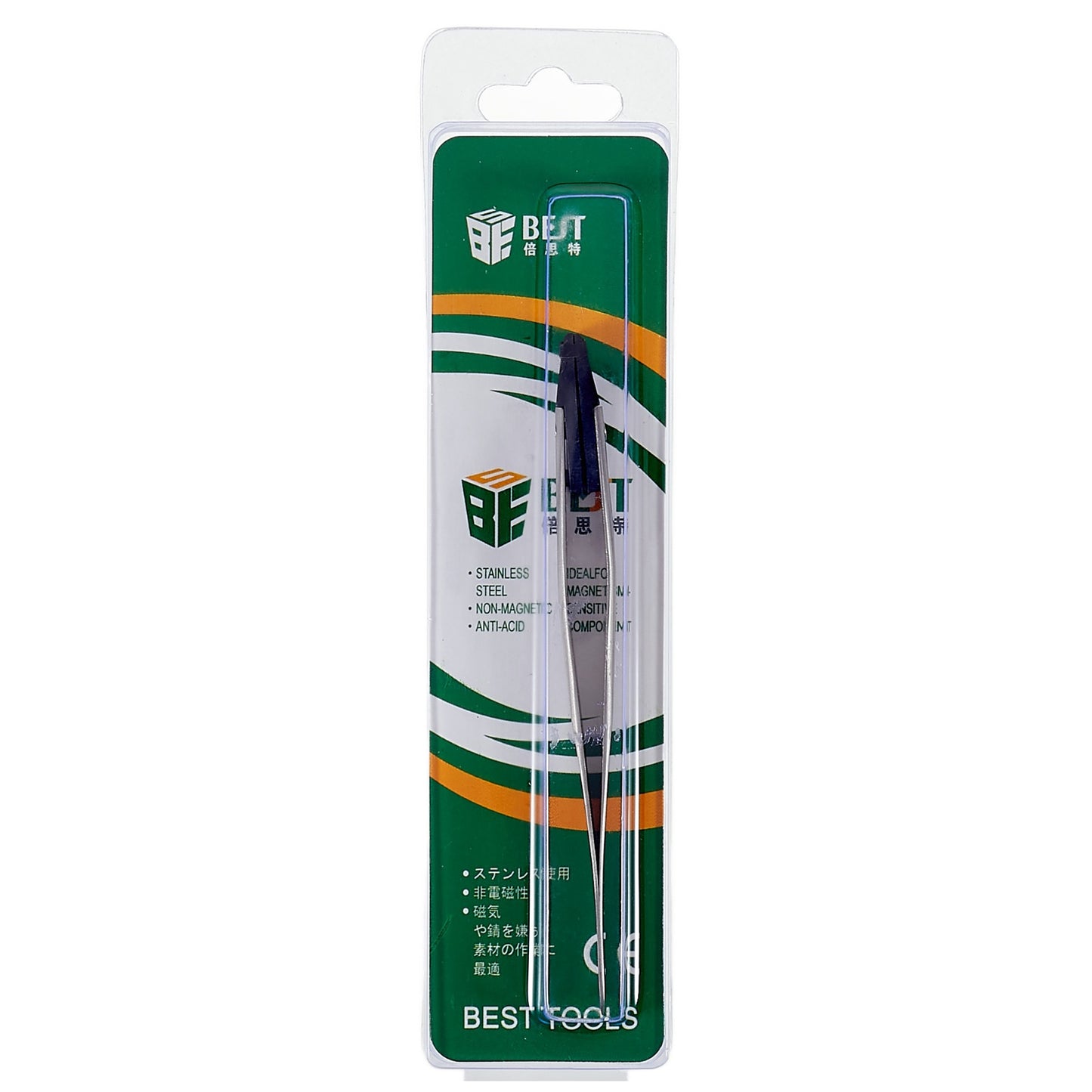 Uniqkart BST-250 Anti-Static Tweezers PPS Coated Flat Tip Tweezers Support Replace Head for Mobile Phone Tablets Maintenance