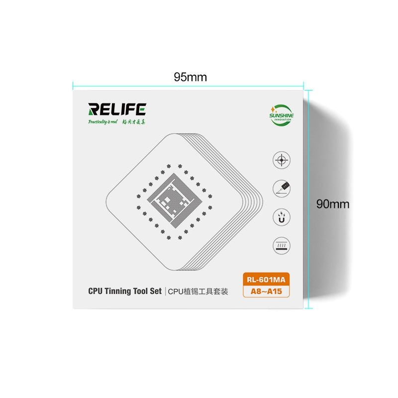 Relife RL-601MA A8-A15 CPU Reballing Stencil Platform for iPhone 6-13 Pro Max IC Chip Planting Tin Template Fixture
