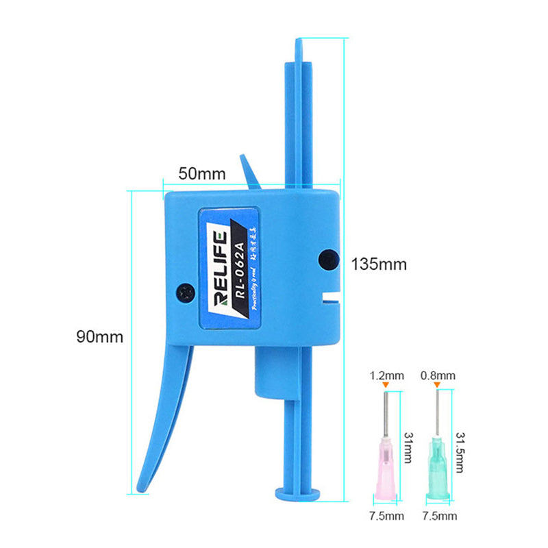 Relife RL-062A Manual Glue Gun with 2 Different Needle Booster Handheld Glue Guns for 10CC Syringe Oil, Solder Paste