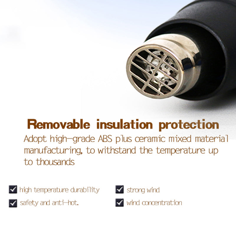 Uniqkart RS-1800D LCD Display Two Wind Speeds Adjustable Hot Air Welding Gun for Phone Components and Parts Soldering