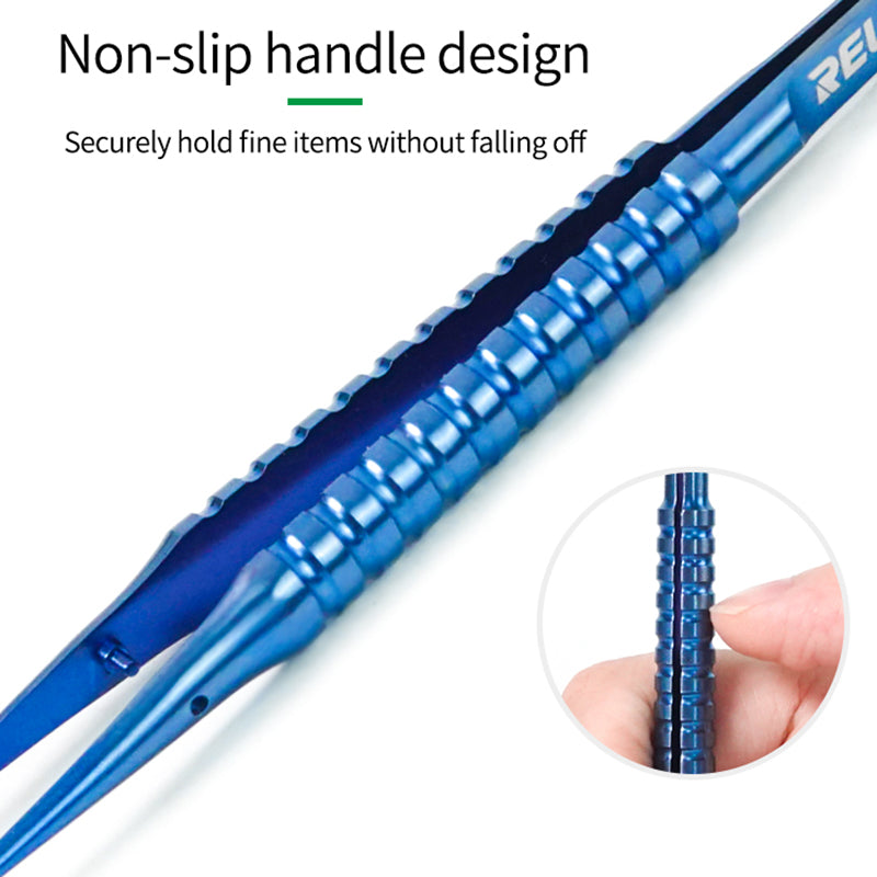 Relife RT-15B Curved Tip Tweezers Titanium Alloy 0.15mm Tip Precision Jump Wire Tweezers Hand Tool