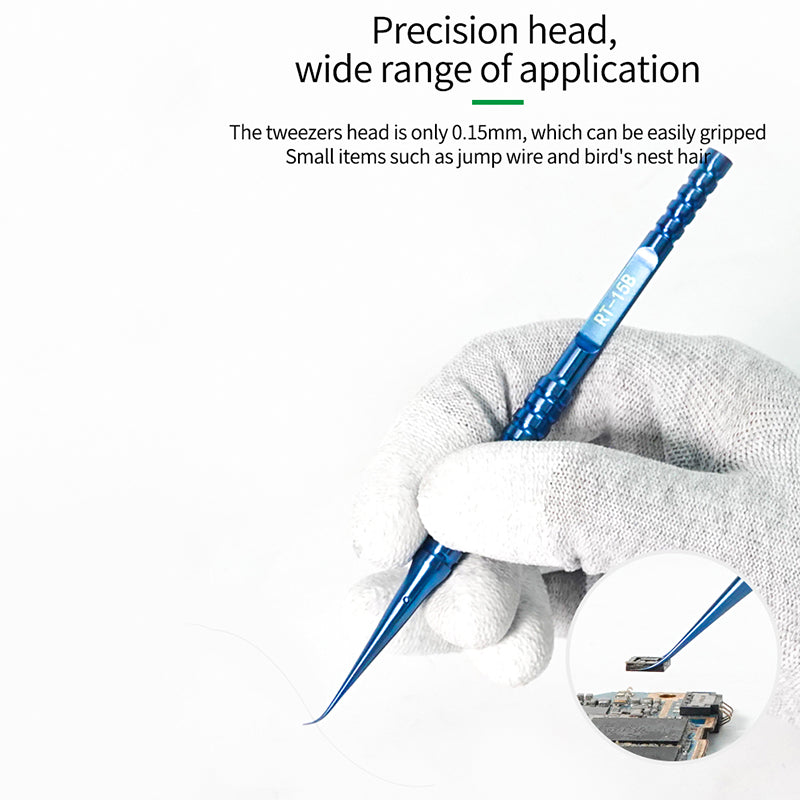 Relife RT-15B Curved Tip Tweezers Titanium Alloy 0.15mm Tip Precision Jump Wire Tweezers Hand Tool