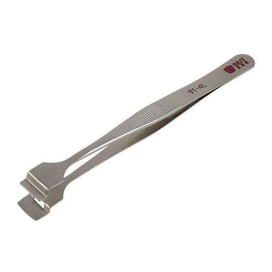 Uniqkart BST-91-4L Stainless Steel Crystal Wafer Tweezers L-shaped Anti-slip Clips Tools for Mobile Repair