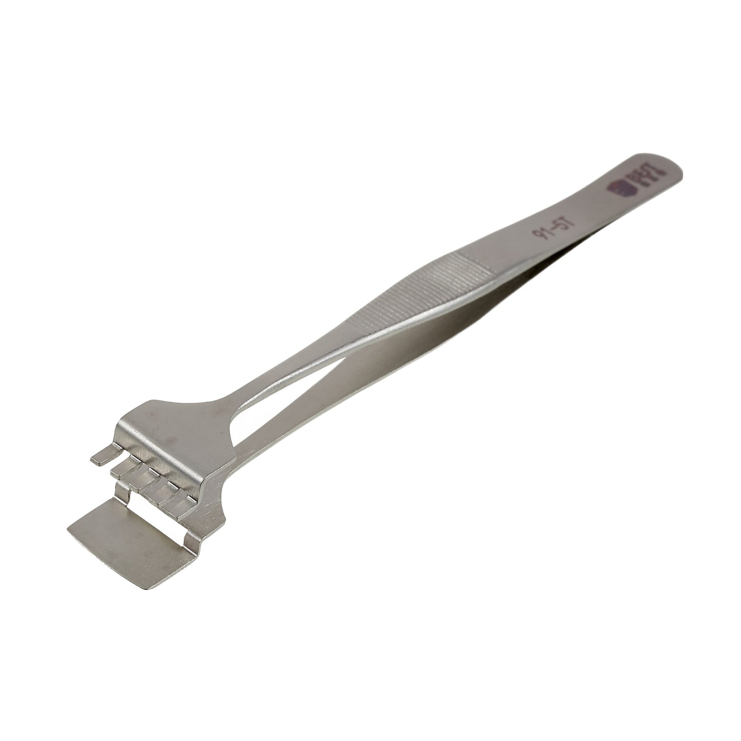 Uniqkart BST-91-5T Anti-Static Stainless Steel Crystal Wafer Tweezers Tooth-shaped Hand Tools for BGA PCB Motherboard Phone Repair Tools