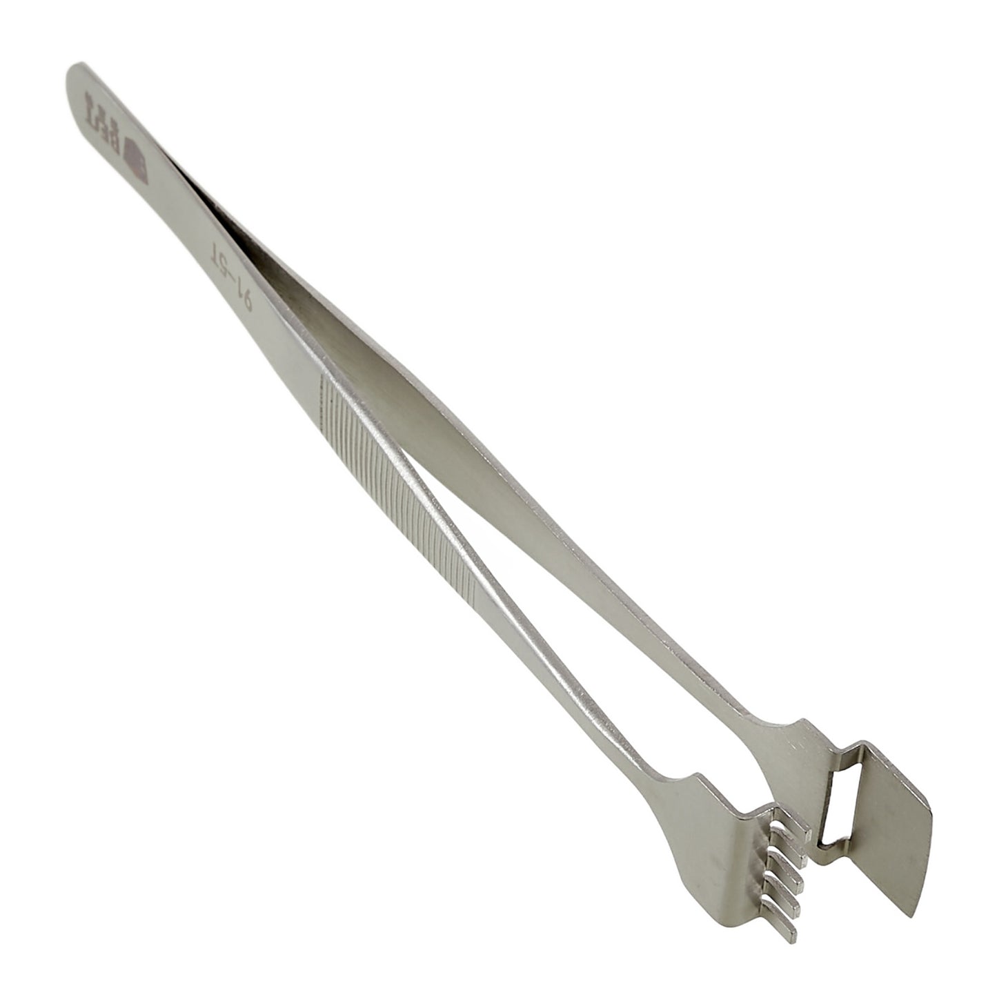Uniqkart BST-91-5T Anti-Static Stainless Steel Crystal Wafer Tweezers Tooth-shaped Hand Tools for BGA PCB Motherboard Phone Repair Tools