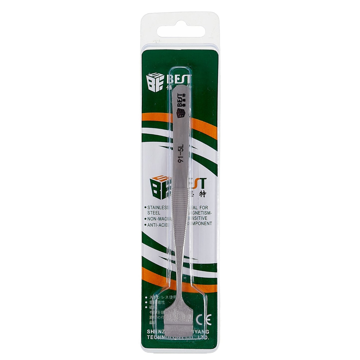 Uniqkart BST-91-5T Anti-Static Stainless Steel Crystal Wafer Tweezers Tooth-shaped Hand Tools for BGA PCB Motherboard Phone Repair Tools