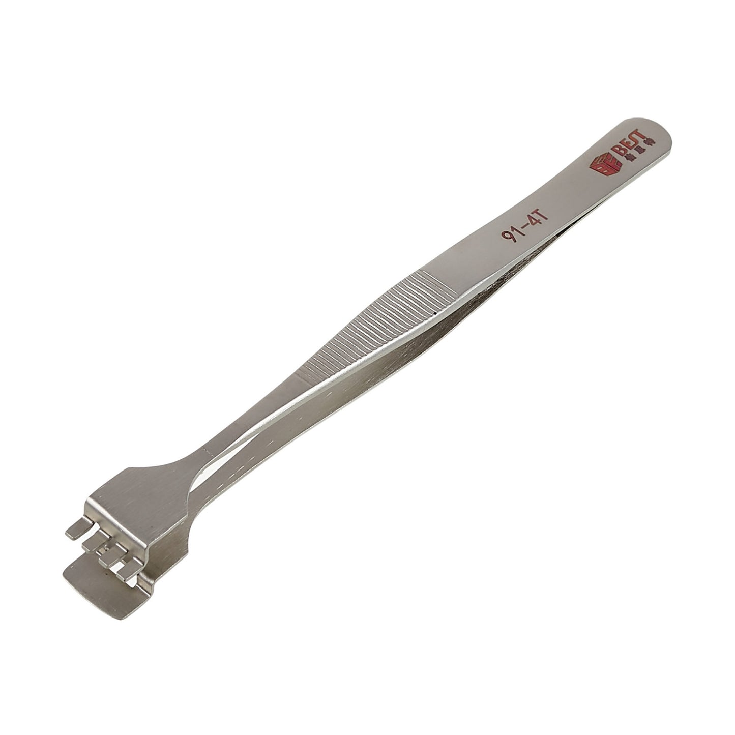 Uniqkart BST-91-4T 1.2cm Tooth-shaped Crystal Wafer Tweezers Stainless Steel Maintenance Repair Tool Anti-Static Model Making Tool