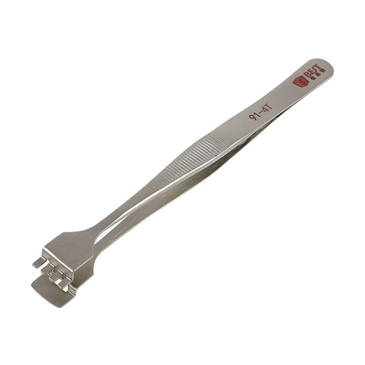 Uniqkart BST-91-4T 1.2cm Tooth-shaped Crystal Wafer Tweezers Stainless Steel Maintenance Repair Tool Anti-Static Model Making Tool