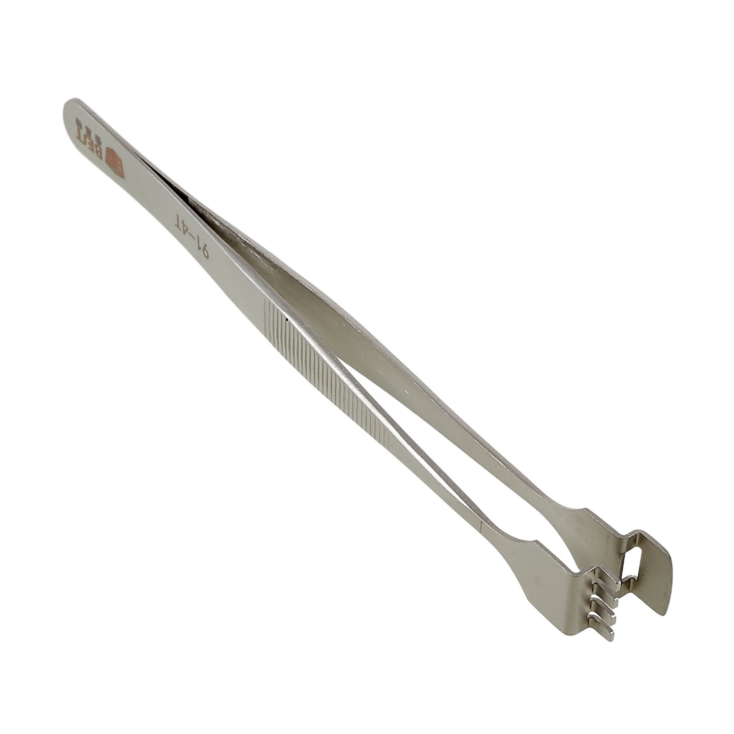 Uniqkart BST-91-4T 1.2cm Tooth-shaped Crystal Wafer Tweezers Stainless Steel Maintenance Repair Tool Anti-Static Model Making Tool