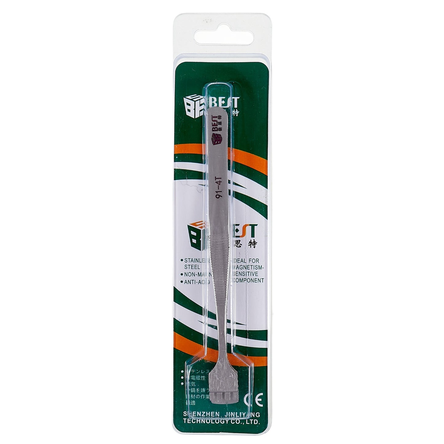 Uniqkart BST-91-4T 1.2cm Tooth-shaped Crystal Wafer Tweezers Stainless Steel Maintenance Repair Tool Anti-Static Model Making Tool