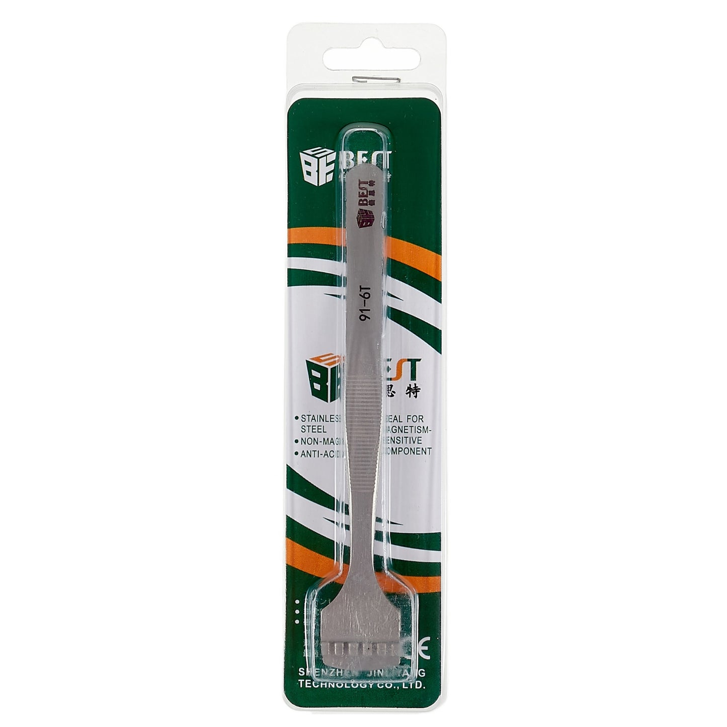 Uniqkart BST-91-6T 2cm Tooth-shaped Anti-static Stainless Steel Crystal Wafer Tweezers Maintenance Tool Wafer Tip