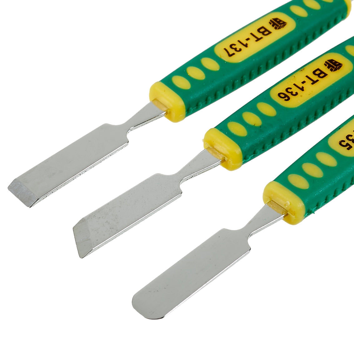 Uniqkart 3Pcs / Set Metal Crowbar Phone Laptop Tablet Screen Opening Glue Removal Pry Tools with Plastic Handle