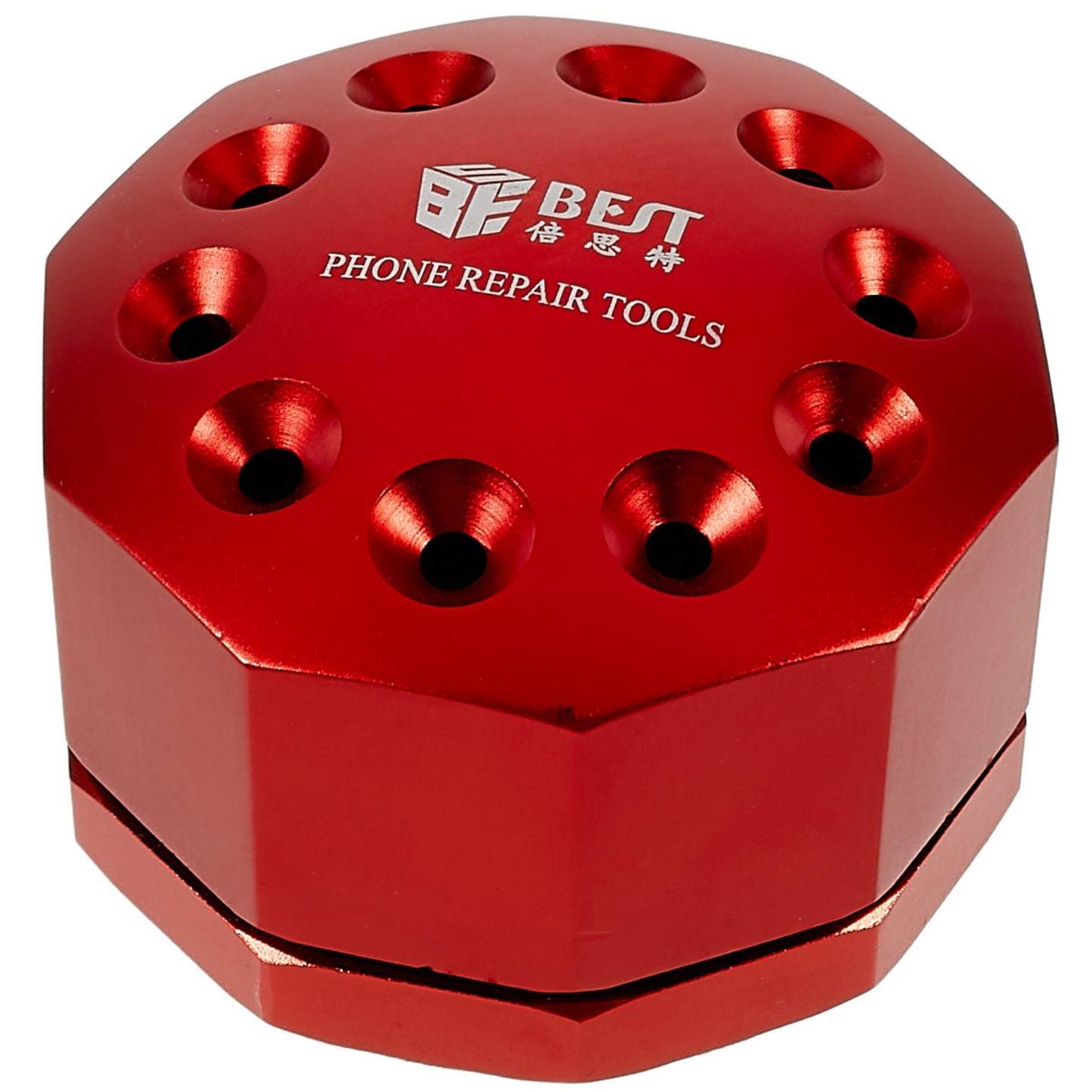 Uniqkart BST-10S 10 Holes Screwdriver Tweezers Storage Rack Repair Tool Aluminum Alloy Rotating Storage Base