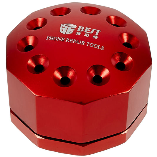 Uniqkart BST-10S 10 Holes Screwdriver Tweezers Storage Rack Repair Tool Aluminum Alloy Rotating Storage Base