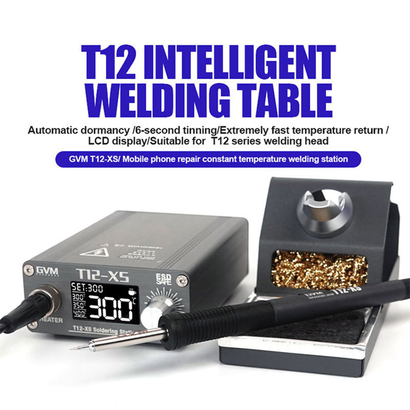 GVM T12-XS T12 Intelligent Soldering Iron Station with LCD Screen Automatic Standby Soldering Kits for Electronic Repairing - EU Plug