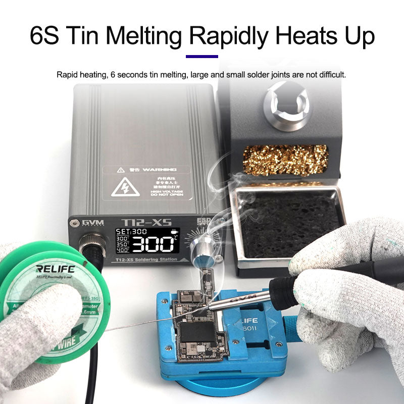 GVM T12-XS T12 Intelligent Soldering Iron Station with LCD Screen Automatic Standby Soldering Kits for Electronic Repairing - EU Plug