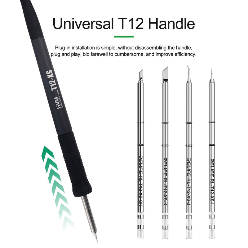 Relife RL-T12-XS Soldering Iron Tips Welding Tool Replacement for T12 Series Soldering Station - RL-T12-XS-J