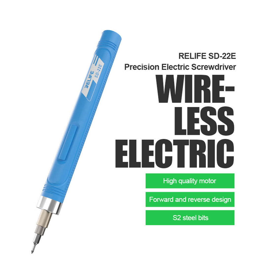 Relife SD-22E Precision Electric Screwdriver Rechargeable Repair Power Hand Tool with 10Pcs Bits for Repair Phones