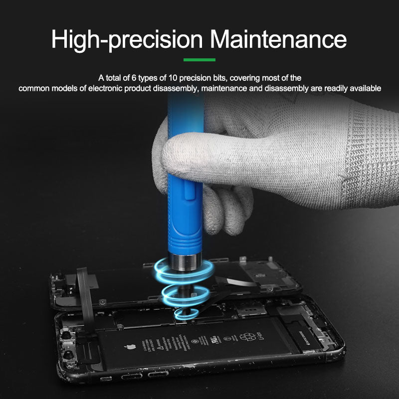 Relife SD-22E Precision Electric Screwdriver Rechargeable Repair Power Hand Tool with 10Pcs Bits for Repair Phones