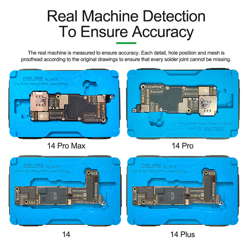 Relife RL-601T 18-in-1 Mid-Layer Tin Planting Platform Fixture Set for iPhone X-14 Pro Max Multifunctional Phone Repair Tools